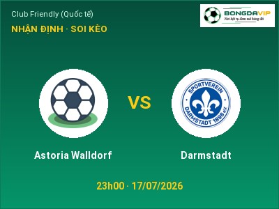 Nhận định kèo Astoria Walldorf vs Darmstadt 23h00 ngày 17/07 – Khó cho đội khách