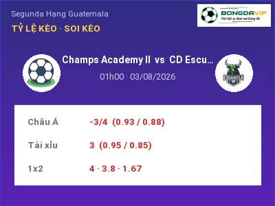 Soi kèo Champs Academy II vs CD Escuintla 01h00 ngày 03/08: Chủ nhà gặp khó