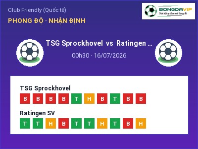 Soi kèo TSG Sprockhovel vs Ratingen SV 00h30 ngày 16/07: Đội khách sáng cửa