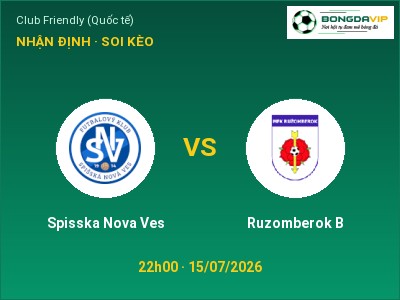 Nhận định bóng đá Spisska Nova Ves vs Ruzomberok B (22h00, 15/07): Khó cho đội khách