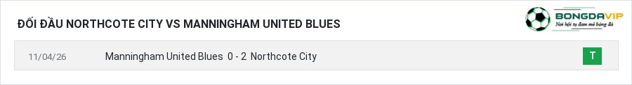 Lịch sử đối đầu Northcote City vs Manningham United Blues