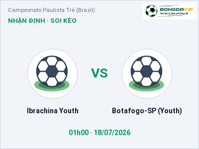 Soi kèo, dự đoán Ibrachina Youth vs Botafogo-SP (Youth) 01h00 ngày 18/07: Chủ nhà sáng cửa