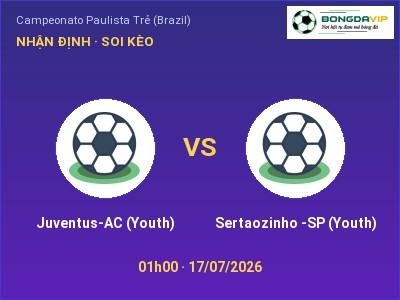 Soi kèo Juventus-AC (Youth) vs Sertaozinho -SP (Youth) 01h00 ngày 17/07: Cửa trên gọi tên chủ nhà