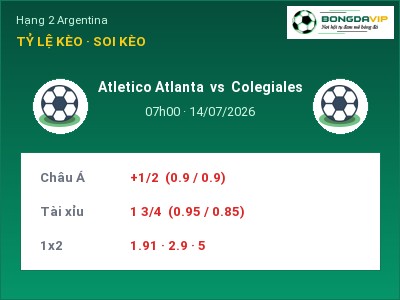 Nhận định Atletico Atlanta vs Colegiales, 07h00 ngày 14/07: Soi kèo Hạng 2 Argentina