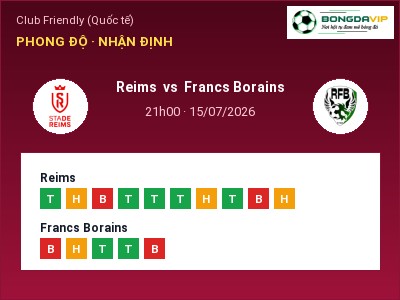 Soi kèo, dự đoán Reims vs Francs Borains 21h00 ngày 15/07: Chủ nhà sáng cửa