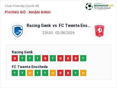 Nhận định Racing Genk vs FC Twente Enschede, 23h30 ngày 02/08: Soi kèo Club Friendly (Quốc tế)