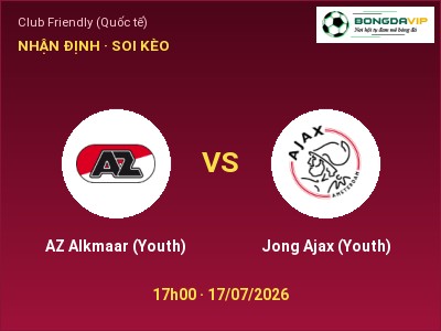 Soi kèo, dự đoán AZ Alkmaar (Youth) vs Jong Ajax (Youth) 17h00 ngày 17/07: Ba điểm ở lại?