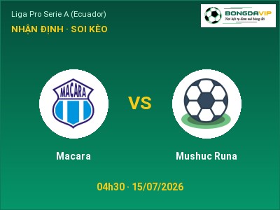 Nhận định kèo Macara vs Mushuc Runa 04h30 ngày 15/07 – Ba điểm ở lại?