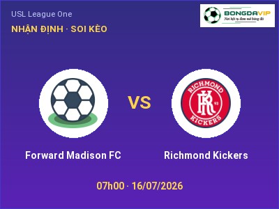 Soi kèo, dự đoán Forward Madison FC vs Richmond Kickers 07h00 ngày 16/07: Cửa trên gọi tên chủ nhà