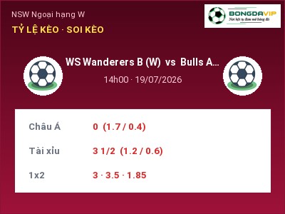 Soi kèo WS Wanderers B (W) vs Bulls Academy (W) 14h00 ngày 19/07: Khách lấn chủ