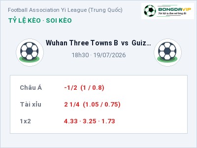 Nhận định Wuhan Three Towns B vs Guizhou Guiyang Athletic FC, 18h30 ngày 19/07: Soi kèo Football Association Yi League (Trung Quốc)