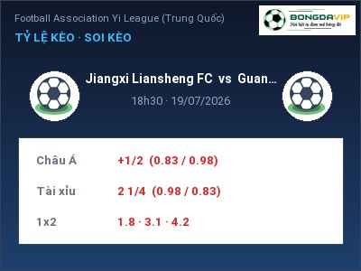 Soi kèo, dự đoán Jiangxi Liansheng FC vs Guangdong Mingtu 18h30 ngày 19/07: Chủ nhà sáng cửa