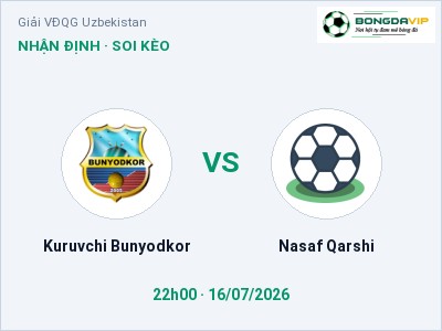 Dự đoán Kuruvchi Bunyodkor vs Nasaf Qarshi, 22h00 ngày 16/07: Tỷ lệ kèo Giải VĐQG Uzbekistan