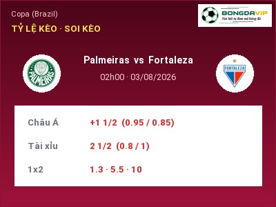 Soi kèo, dự đoán Palmeiras vs Fortaleza 02h00 ngày 03/08: Cửa trên gọi tên chủ nhà