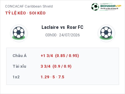 Nhận định Laclaire vs Roar FC, 03h00 ngày 24/07: Soi kèo CONCACAF Caribbean Shield