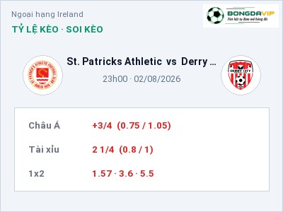 Nhận định kèo St. Patricks Athletic vs Derry City 23h00 ngày 02/08 – Chủ nhà sáng cửa