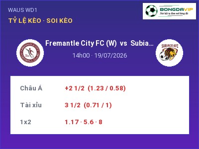 Dự đoán Fremantle City FC (W) vs Subiaco AFC (W), 14h00 ngày 19/07: Tỷ lệ kèo WAUS WD1