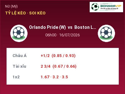 Nhận định Orlando Pride (W) vs Boston Legacy W, 06h00 ngày 16/07: Soi kèo Nữ (Mỹ)
